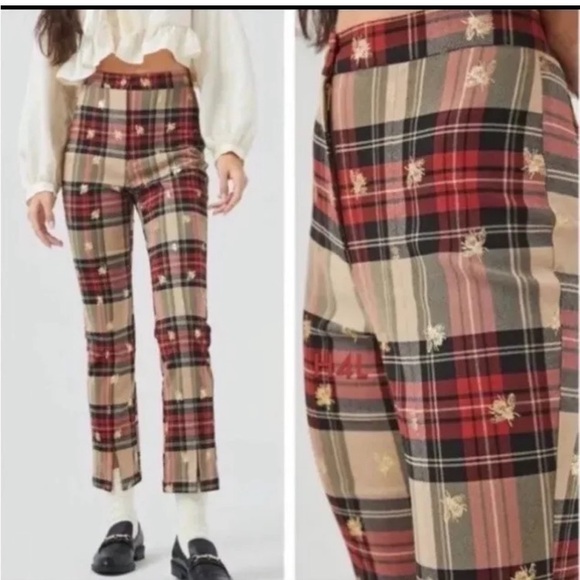Urban Outfitters Denim - Urban out fitters size 4 plaid gold metallic bee pants AMAZING